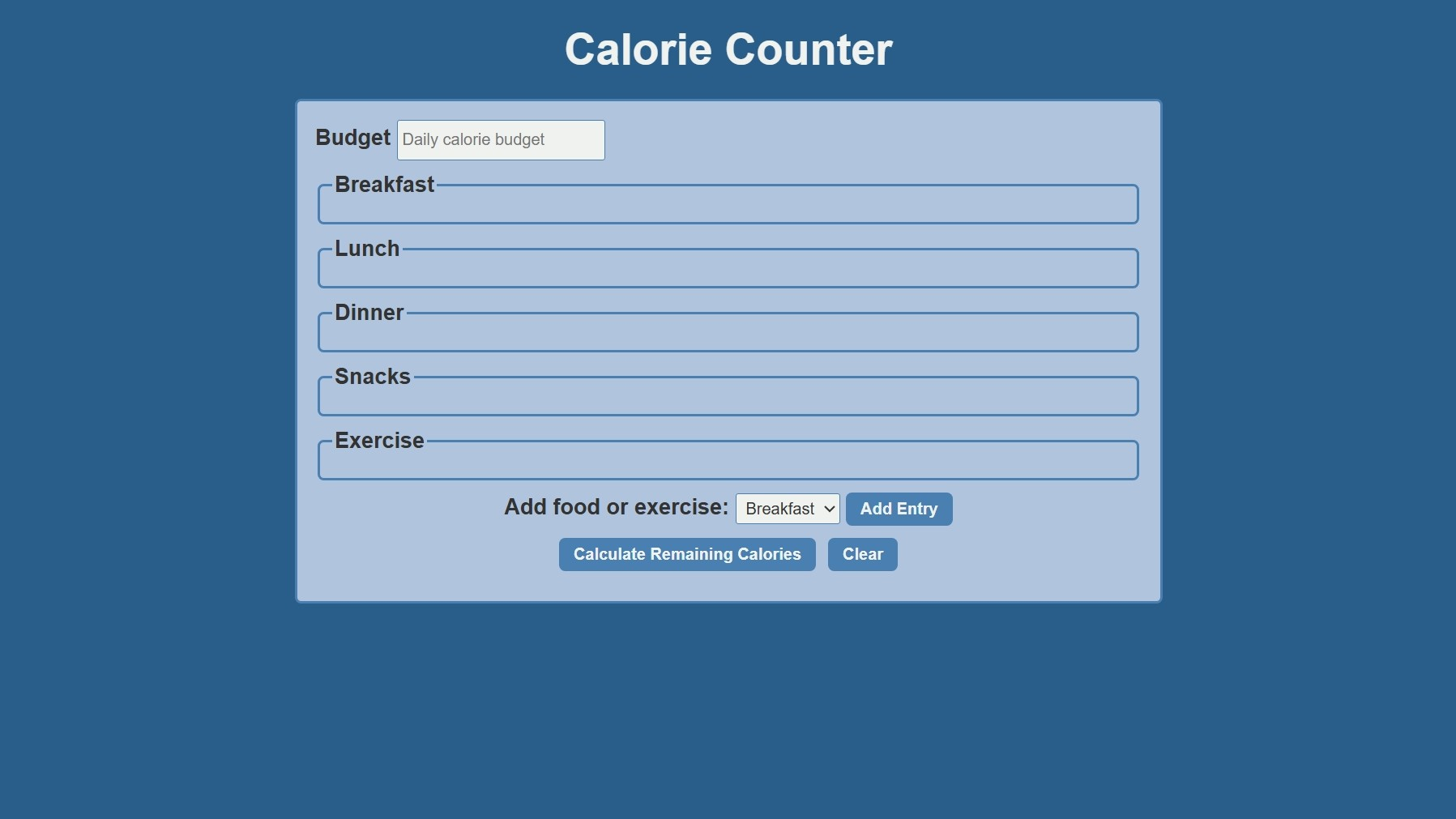Calorie Counter Hero Section