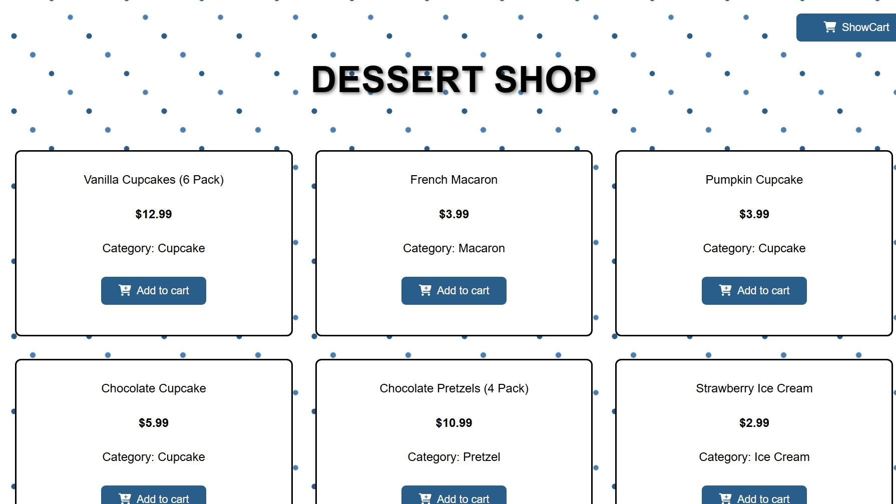 Dessert Shop Hero Section