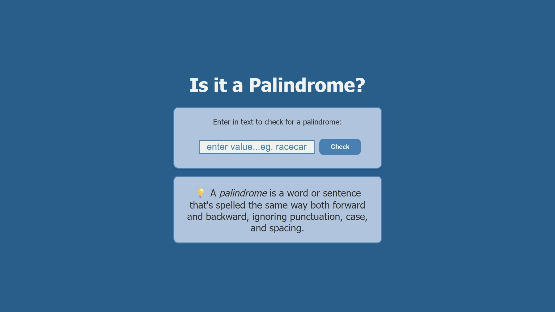 Palindrome Checker Hero Section