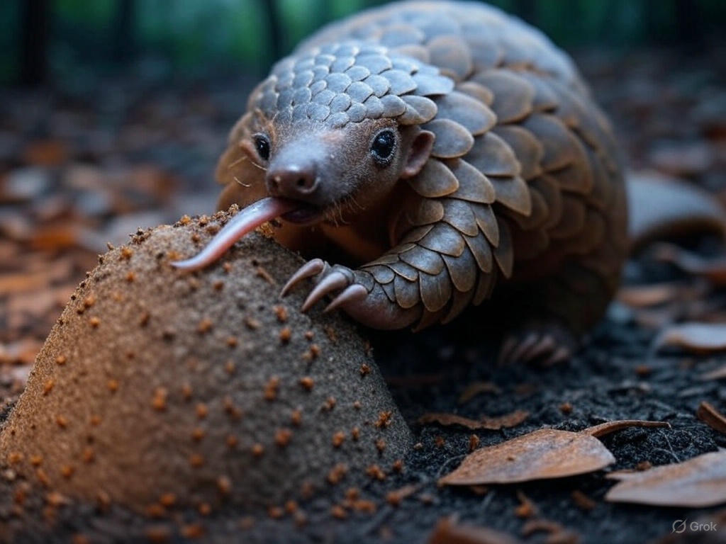 pangolin eating ants